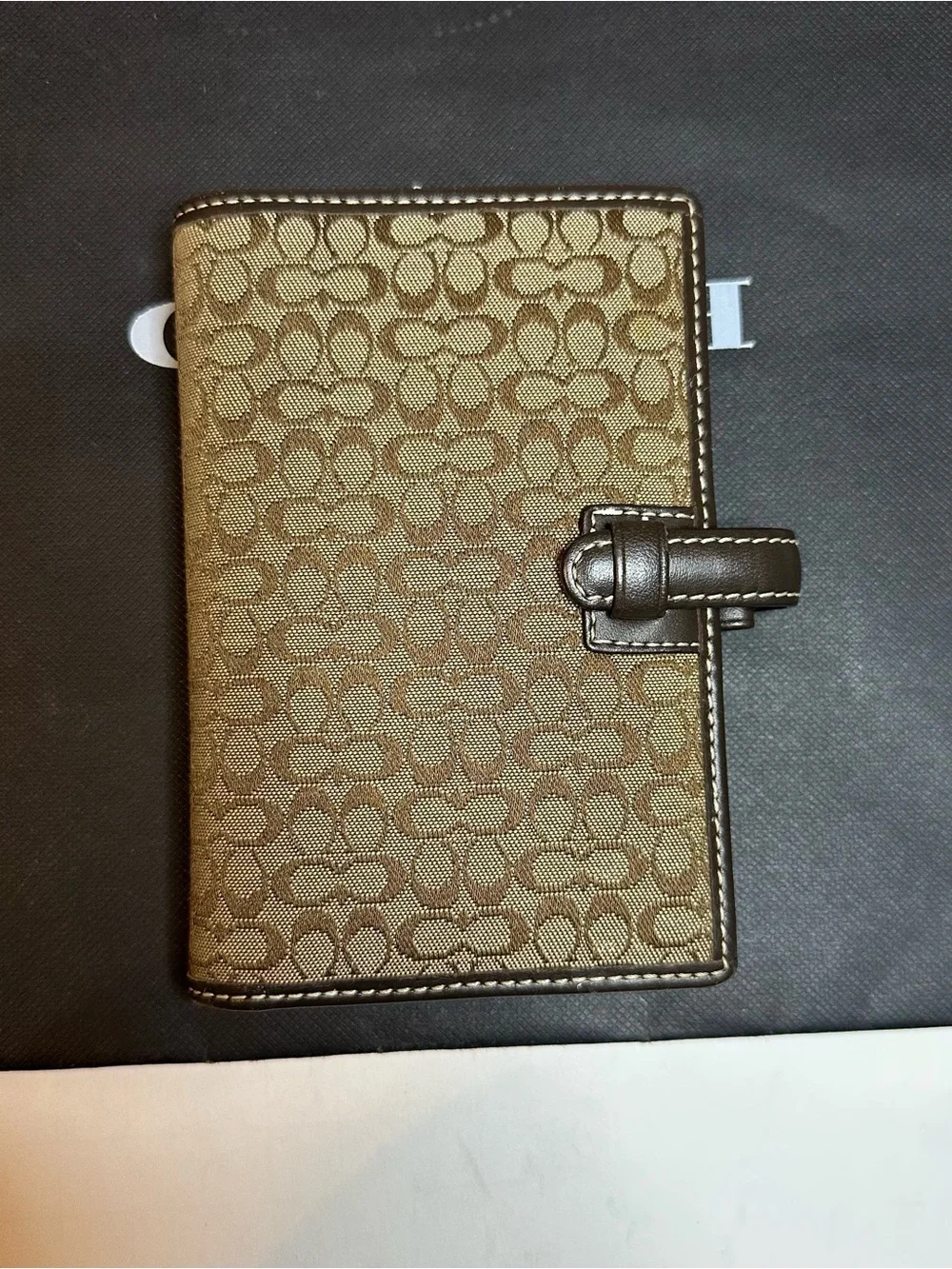 Coach Monogram Canvas Tab address book- Khaki/Brown
